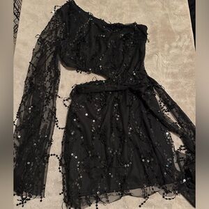 One shoulder sequin mini dress